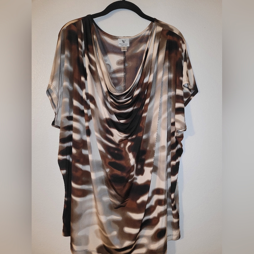 Worthington Womens EUC Cowl Neck Tunic/Blouse Shirt 2X